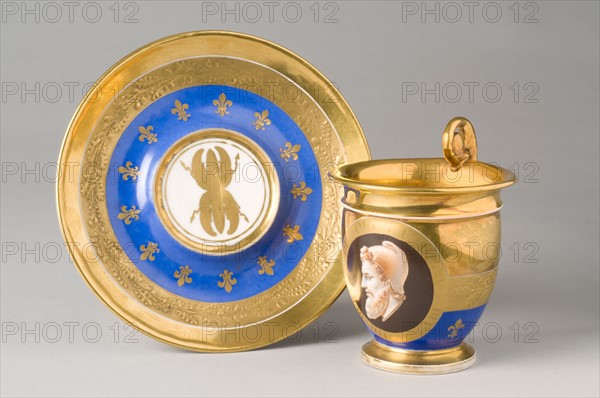 Ovoid cup and its saucer, French Restoration