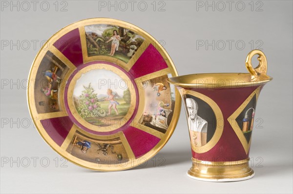 Jasmin cup and its saucer, French Restoration