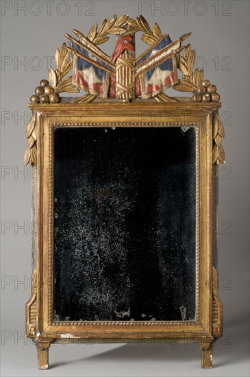 Miroir d'époque révolutionnaire à cadre rectangulaire, vers 1791-1795