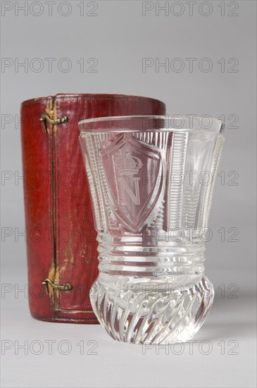 Verre gobelet en cristal taillé, époque 1er Empire