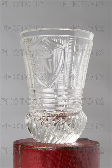 Verre gobelet en cristal taillé, époque 1er Empire