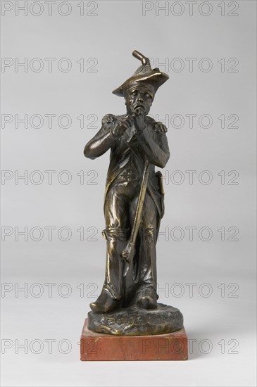 Ecole française, 19th Century, 'Fantassin de l'An 2 allumant sa pipe' (Foot soldier around 1793 lighting his pipe'