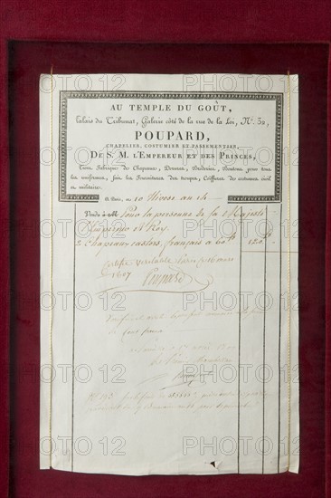 Handwritten invoice, 1807