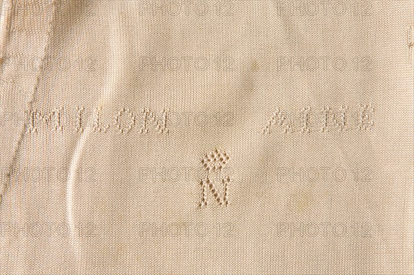 Detail from ecru leggings or long johns, French Second Empire