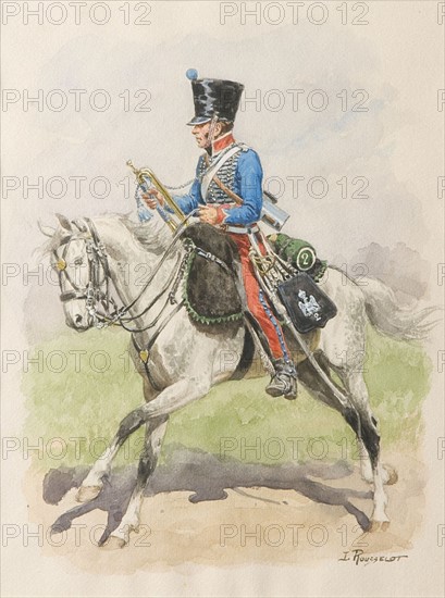 Rousselot, 'Trompette du 2e Régiment, en dolman' (tenue de campagne) (Trumpet of the 2nd Regiment, in a country outfit)