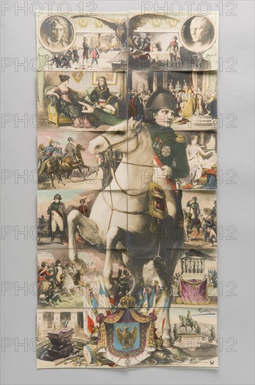 "Histoire de Napoléon 1er", puzzle formé d'une suite de 12 cartes postales polychromes