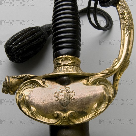 Détail d'épée type 1817 à ciselures, de Général de brigade, époque Second Empire