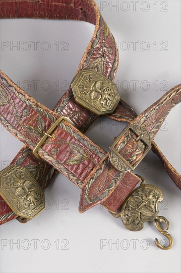 Red morocco sword belt, French Consulate - French 1st Empire