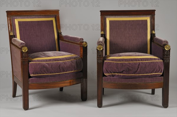 Pair of large bergeres with a flat back