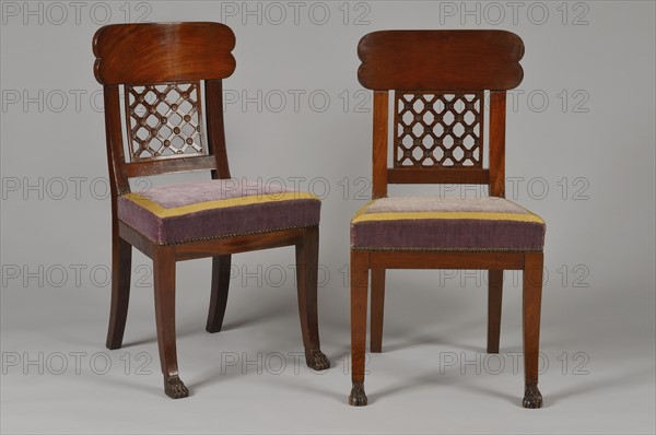 Pair of chairs with slightly curved backs, French Empire