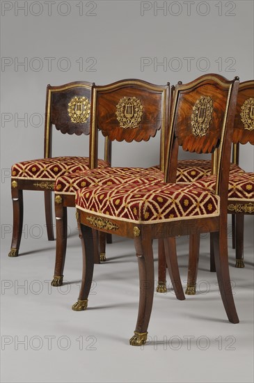 Chairs from a music salon, French First Empire and Restoration