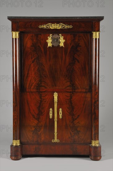 Large writing desk containing a safe (closed), French Empire