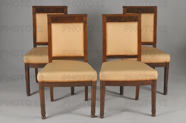 Mahogany chairs with rectangular back, French Empire