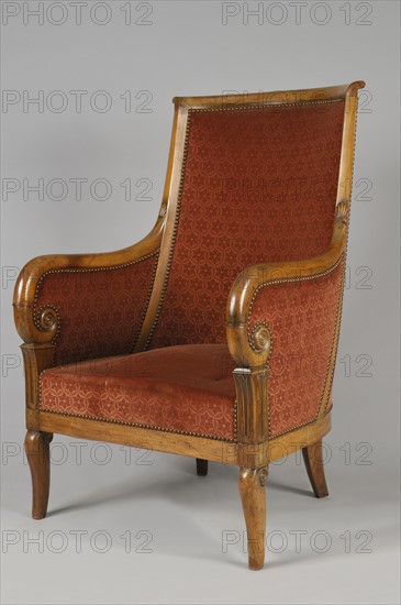 Low mahogany bergère, French Empire