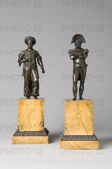 Statuettes depicting the Emperor Napoleon and a mameluke officer, 19th Century