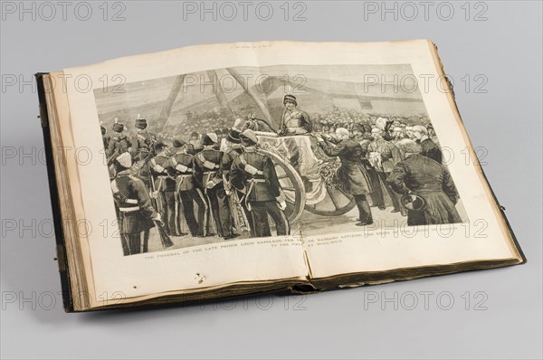 'The funeral of the late prince Louis Napoleon, The duc de Bassano affixing the cross of the Legion of Honour to the pall at Woolwich', from 'La vie du prince Napoléon' et 'Les derniers moments du prince impérial' (The life of the prince Napoleon and the last moments of the imperial prince)
