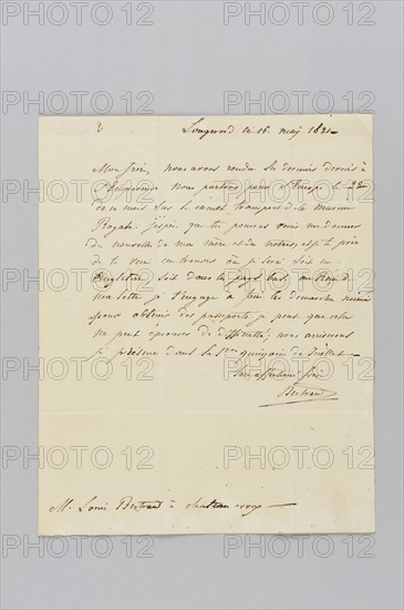 Lettre d'Henri-Gatien Bertrand à son frère Louis écrite à Sainte-Hélène