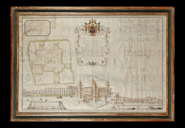 Dessin et plan du Château d'Este à Ferrare