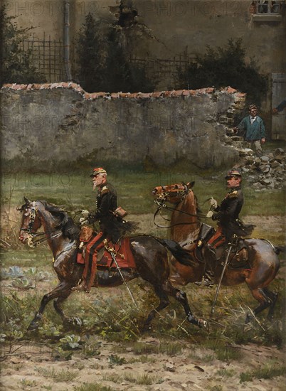 Detaille , Le général d'Auvergne et le commandant Leperche, bataille de Rezonville