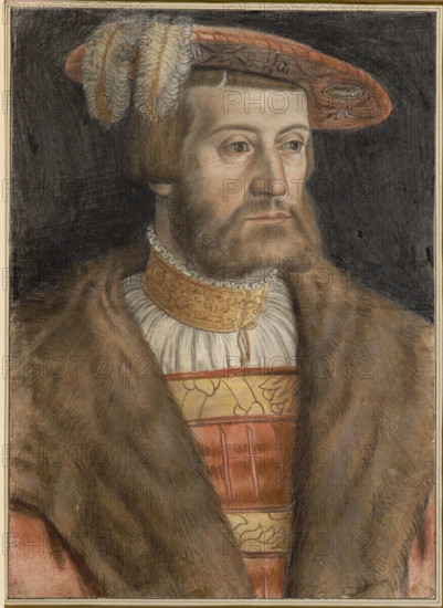 RECORD DATE NOT STATED Barthel Beham Duke Wilhelm IV of Bavaria (1495-1550). Chalk, colored pen, base black around 1534