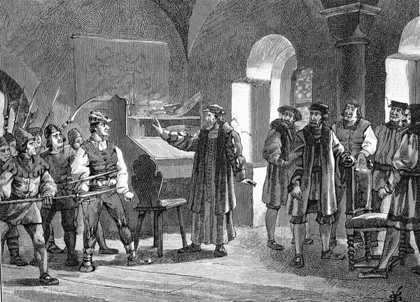 Deutscher Bauernkrieg, 1524-1526, Die Aufständischen im Rathaus zu Heilbronn / German Peasants War, 1524-1526, The insur