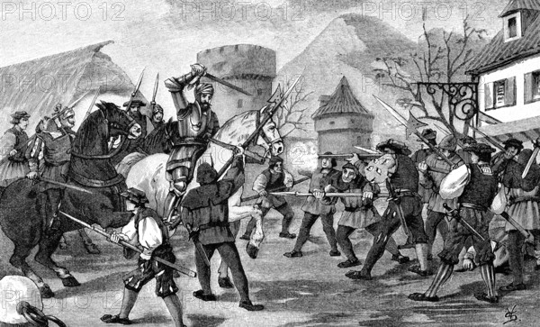 Deutscher Bauernkrieg, 1524-1526, Überfall von Schladming / German Peasants War, 1524-1526, Raid of Schladming, Historis