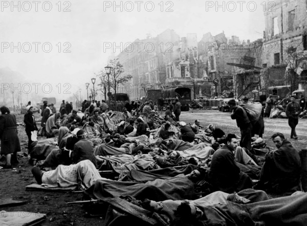 WW2 May 1945 Berlin Officers and men of the Berlin garrison after surrender Mono Print AUFNAHME