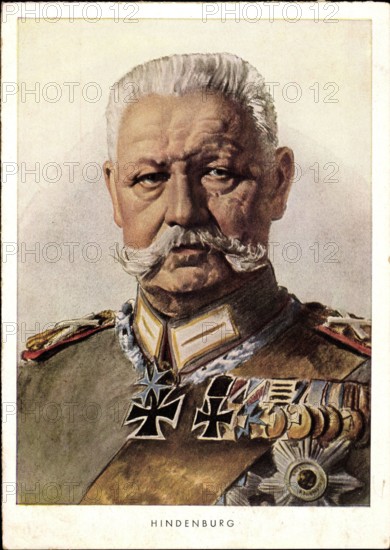 Bauer, Ehem. Generalfeldmarschall und Reichspräsident Paul von Hindenburg, Portrait *** Bauer, Former Field Marshal and