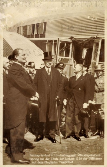 Reichspräsident von Hindenburg Ministerpräsident Göring Taufe Junkers G 38