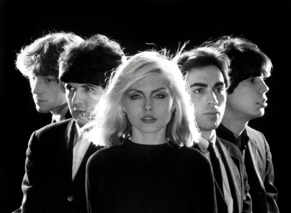Publicity photo of Deborah Harry, Gary Valentine, Clem Burke, Chris Stein, James Destri, (Blondie) circa 1976 File Refe