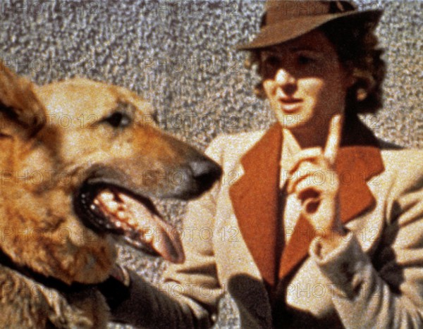 Eva Braun Photo Album Eva Anna Paula Braun (1912 - 1945) and Blondi, the German shepherd of Adolf Hitler (1889