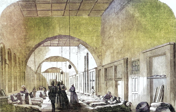 Das Kasernenhospital in Skutari während des Krimkriegs (1853-56) unter der Leitung von Florence Nightingale (1820-1910).