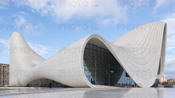 Modern Architecture of Heydar Aliyev Centre in Baku Azerbaijan on a sunny summer Day The iconic Heydar Aliyev Centre in