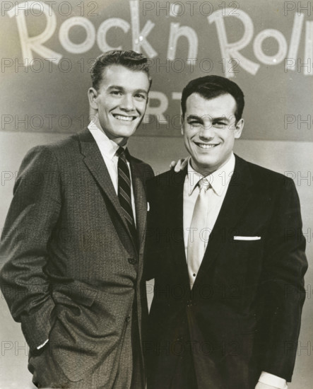 American actors Julius LaRosa and Wink Martindale in the movie Let s Rock, USA 1958 PUBLICATIONxNOTxINxITA