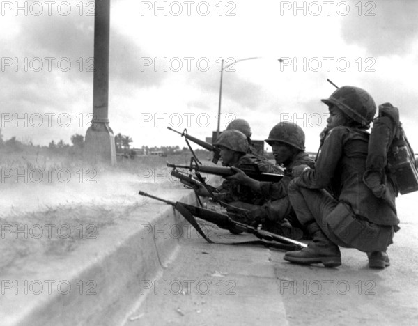 Vietnam: Army of the Republic of Vietnam (ARVN) rangers defending Saigon during the Tet Offensive of January-February 19