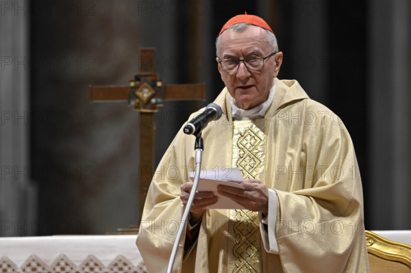 ITALY - CARDINAL PIETRO PAROLIN ATTEND THE HOLY MASS FOR THE TWENTIETH ANNIVERSARY OF THE DEATH OF SAINT JOHN PAUL II IN ST PETER'S BASILICA AT THE VATICAN - 2025/4/2