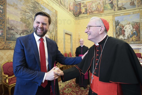 ITALY - CARDINALPIETRO PAROLIN RECEIVES IN PRIVATE AUDIENCE U.S. VINCE PRESIDENT JD VANCE AT THE VATICAN - 2025/4/20