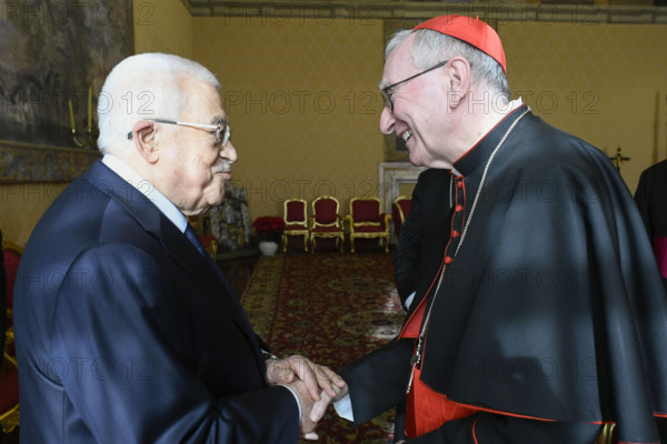 ITALY - POPE FRANCIS DURING A PRIVATE AUDIENCE WITH LEADER MAHMOUD ABBAS AT THE VATICAN - 2024/12/12