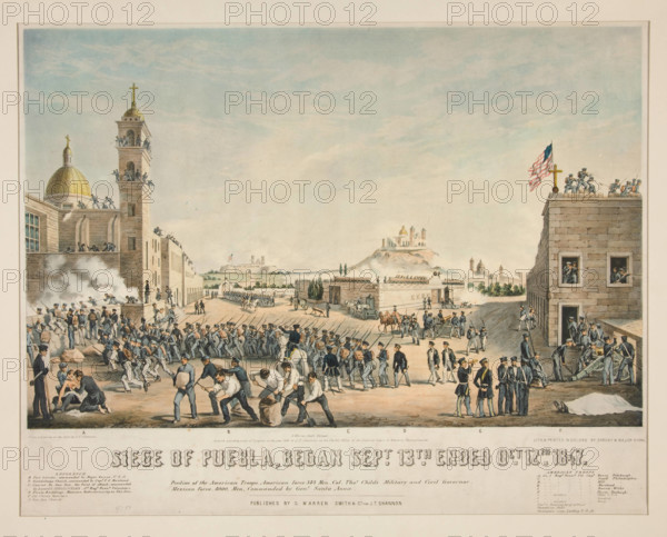 Siege of Puebla ¦. Lithographer: Sarony, Major & Knapp, New York, founded ca. 1846 After: J. T. Shannon, American Copyri