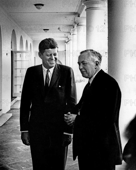 Meeting with Harold Wilson, Leader of Great Britains Labour Party, 12:03PM. President John F. Kennedy meets with Leader