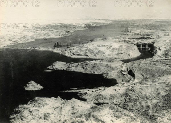 Aerial view of the Suez canal Assuan Egypt 1964 x19099x
