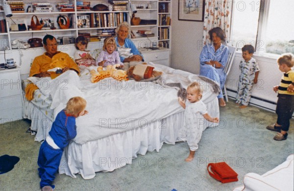 United States Vice President George H W Bush and Mrs Barbara Bush enjoy some early morning fun wit