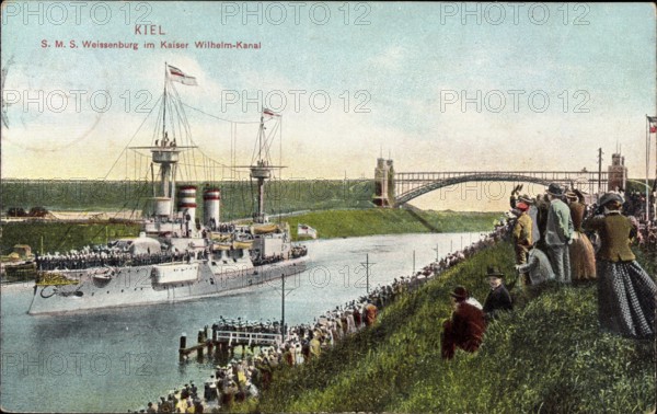 Kiel in Schleswig Holstein, S.M.S. Weissenburg im Kaiser Wilhelm Kanal