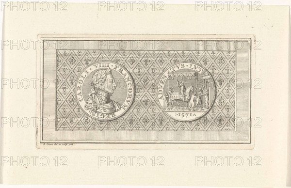 . Medal with the portrait of Charles IX, king of France. On the other side the arrival of Karel IX in Paris in 1571. Cop