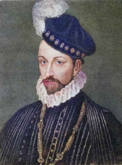 Karl IX., 1550-1574, König von Frankreich, geboren als Karl-Maximilien, Sohn von König Heinrich II. von Frankreich und K