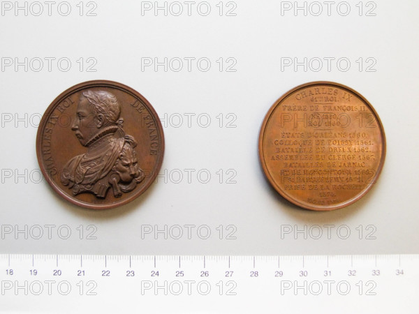 Medal of Charles IX Roi. Subject: Charles IX, King of France, French, 1550 1574, ruled 1560 74 Engraver: Armand Auguste