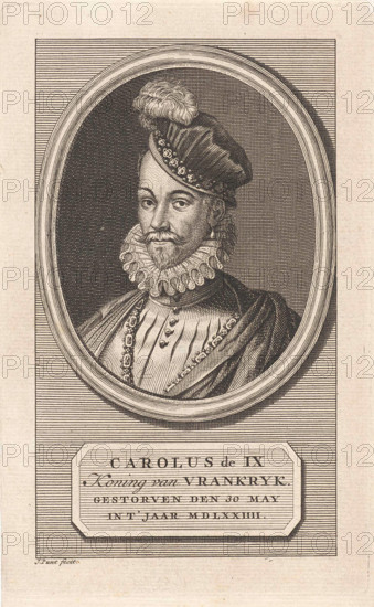 Portret van Karel IX, koning van Frankrijk.Portrait of Charles IX, king of France. In the context of its name, function