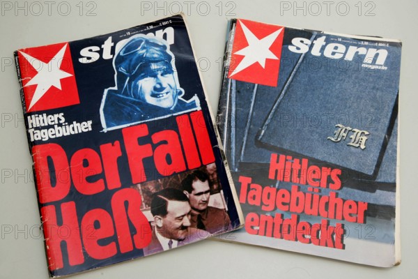 Bildnummer: 52534983 Datum: 15.04.2008 Copyright: imago/Thomas Frey
Stern Ausgaben über die Hitlertagebücher, Objekte; 2008, Koblenz, Studioaufnahme, Stern, Fer Fall Heß, Hitler, Adolf, Tagebuch, Tagebücher; , quer, Kbdig, Gruppenbild, Medienunternehmen, Wirtschaft, Schriftzug, Logos, , , Europa
Bildnummer 52534983 Date 15 04 2008 Copyright Imago Thomas Frey Star Expenditure above the Hitler diaries Objects 2008 Koblenz Studio shooting Star fer Case Hess Hitler Adolf Diary Diaries horizontal Kbdig Group photo Media companies Economy emblem Logo Europe