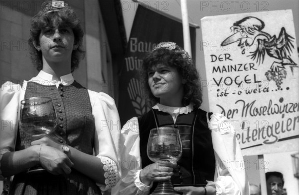Bildnummer: 55392717 Datum: 14.08.1985 Copyright: imago/Dieter Bauer
Weinskandal - Winzer-Demonstration auf dem Domplatz in Mainz 009 kbneg sw xng 1985 quer Frau Teilnehmer
Bildnummer 55392717 Date 14 08 1985 Copyright Imago Dieter Bauer Wine scandal Winegrower Demonstration on the Domplatz in Mainz 009 Kbneg black and white xng 1985 horizontal Woman Participants