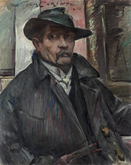 Self-Portrait with Hat and Coat, 1915. Lovis Corinth (German, 1858-1925). Oil on canvas; framed: 118.1 x 97.5 x 8.3 cm (